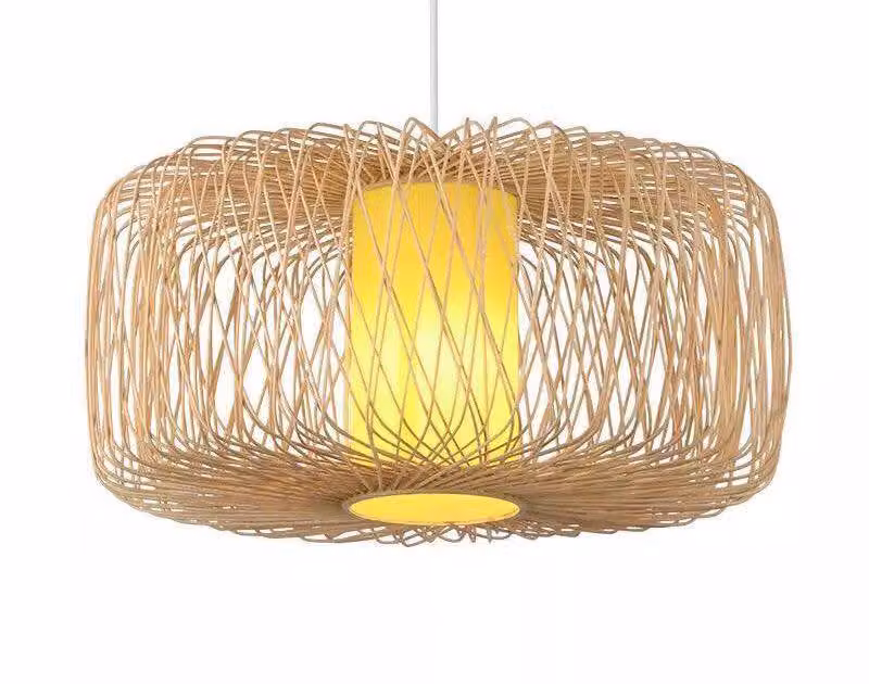 Fine Asianliving Bamboo Hanging Lamp Lampada a sospensione fatta a mano - Noelle D50xH30cm Lampada a sospensione Illuminazione Paralume di bambù Tessuto Lampada Illuminazione Rotan