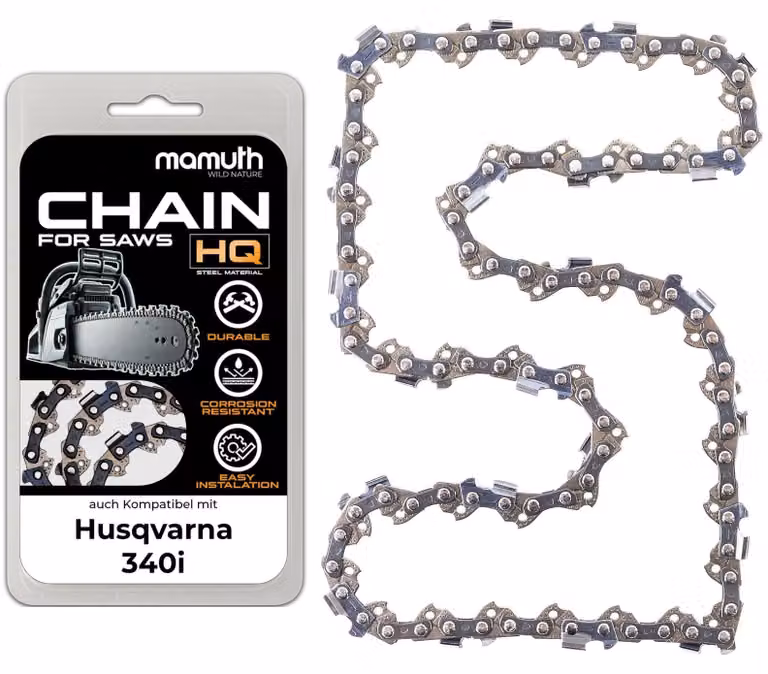Catena per motosega, 25 cm, 1,1 mm, passo 3/8", 40 maglie, compatibile con Husqvarna 340i