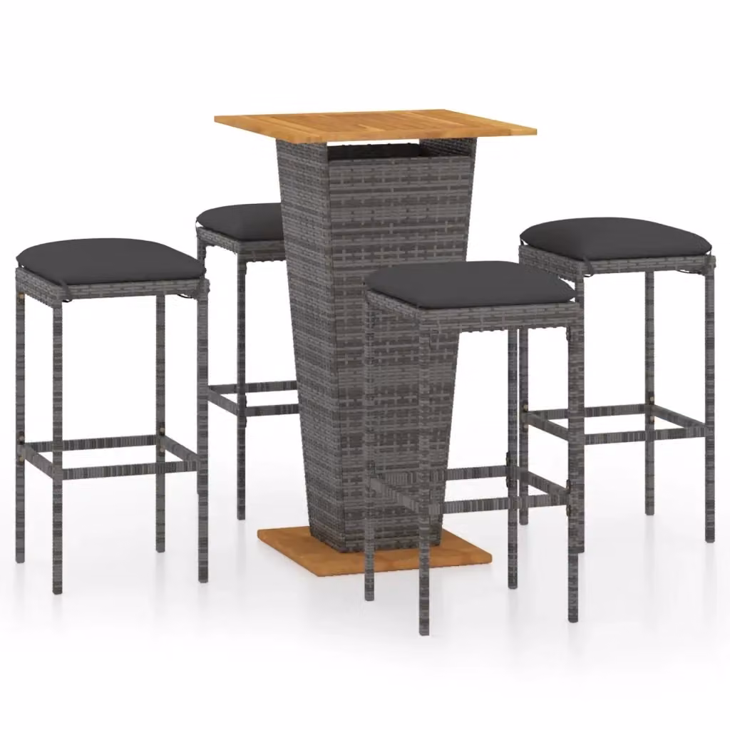 vidaXL Set da Giardino Moderno in Legno di Acacia Oliato e Polyrattan Grigio Antracite – 2