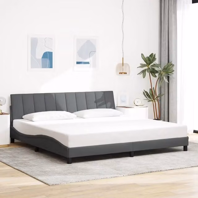 Giroletto senza Materasso-Struttura Letto Hanko Grigio Scuro 200x200 cm Tessuto 949834