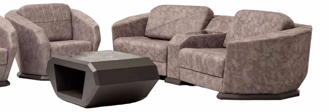 Designer Sofagarnitur Set Dreisitzer Relax Sofa Couchtisch Sessel Couch 3+1