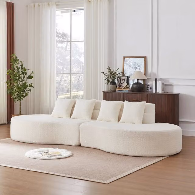 Divano Modulare 310 cm in Memory Foam ¨C Xylo ¨C Tessuto Teddyfleece Lavabile, Moderno