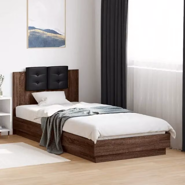 Giroletto con Testiera e LED Rovere Marrone 90x200 cm 3210037