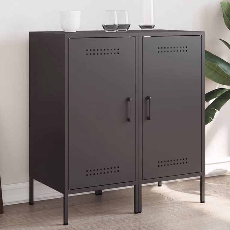 Set di 2 credenze vidaXL in metallo nero stile industrial L/P/H: 36 x 39 x 79 cm