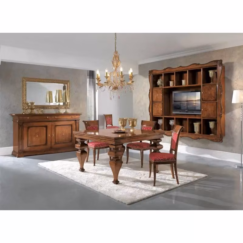 Tavolo quadrato allungabile classico in legno Mobili 2G colore marrone L: 128 cm, P: 128 cm, H: 78 cm – 3