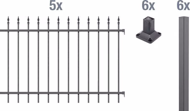 Alberts 510336 Set completo di recinzione Chaussee, da avvitare, antracite, altezza 120 cm, lunghezza 10 m