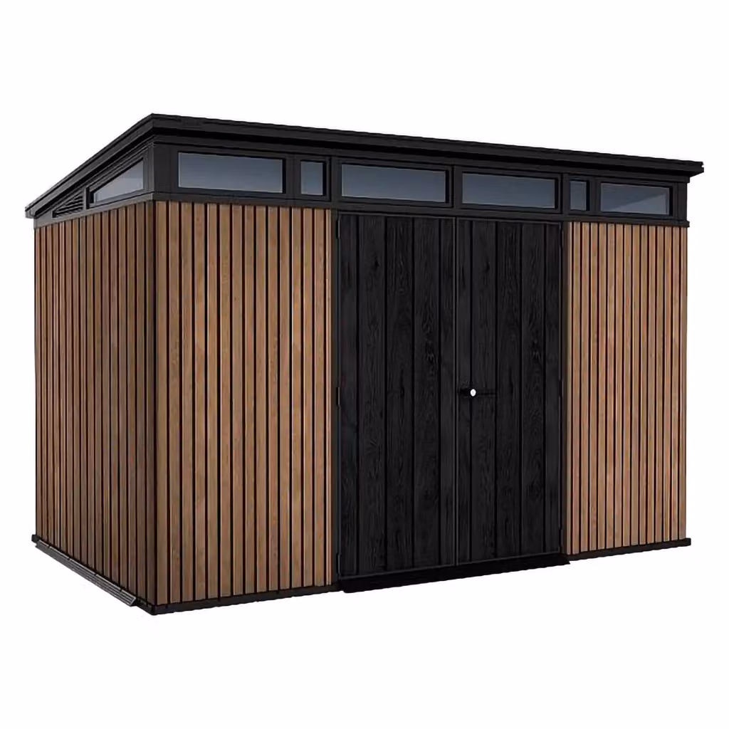 Casetta da Giardino Northfield DMORA con Finitura in Resina e Serratura, Marrone Noce e Nero, L/P/H: 340 x 218 x 226 cm – 2