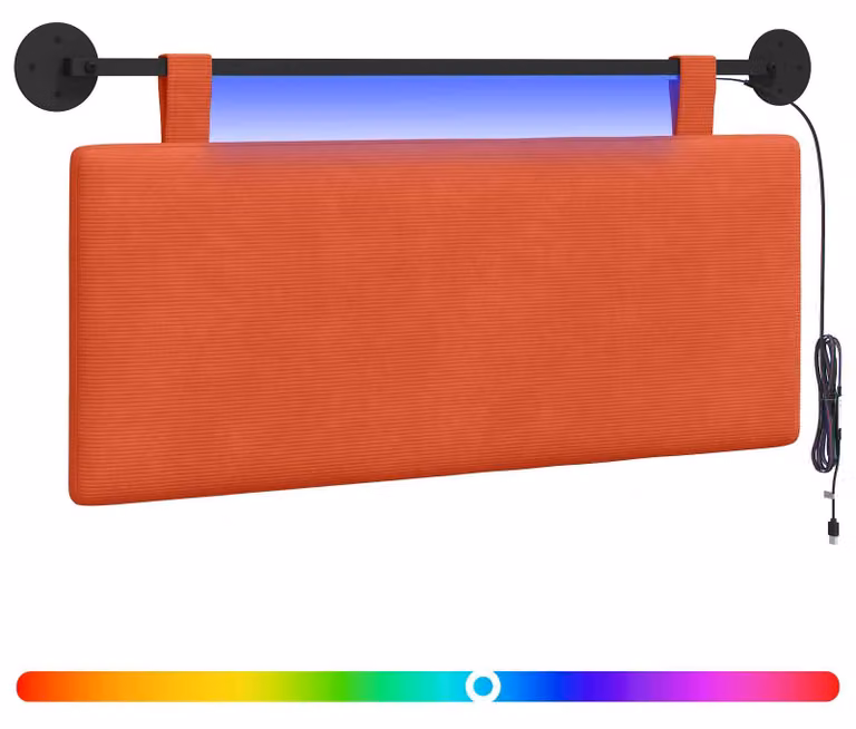 Testiera sospesa Con luce LED Rosso Arancio Tessuto in Cords