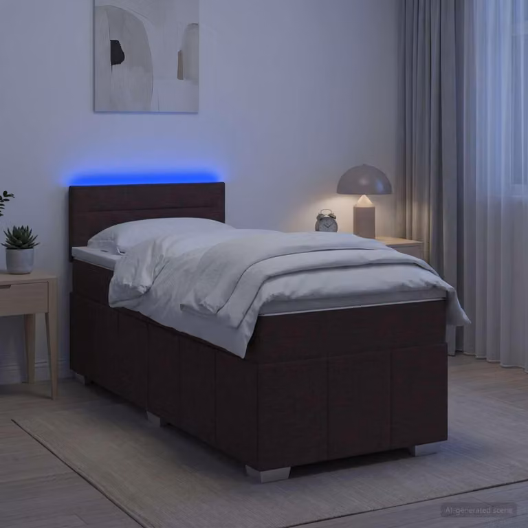 Maison Exclusive - Letto boxspring con materasso marrone scuro 90 x 200 cm Tessuto
