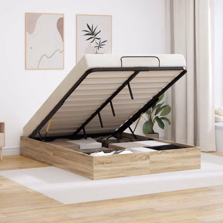 Letto ottomano moderno vidaXL in legno ingegnerizzato marrone L/P/H: 140 x 200 x 25 cm