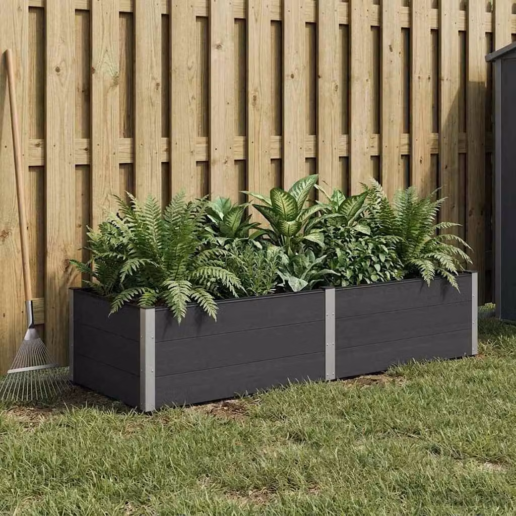 Letto rialzato da giardino vidaXL in WPC e alluminio, Nero, L: 250 cm, P: 100 cm, H: 54 cm