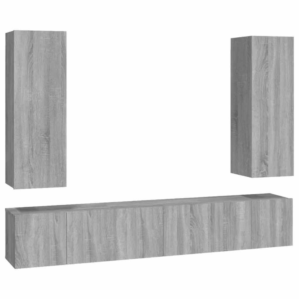 Set di Mobili Porta TV 5 Pezzi vidaXL Grigio in Legno e MDF per Soggiorno – 2
