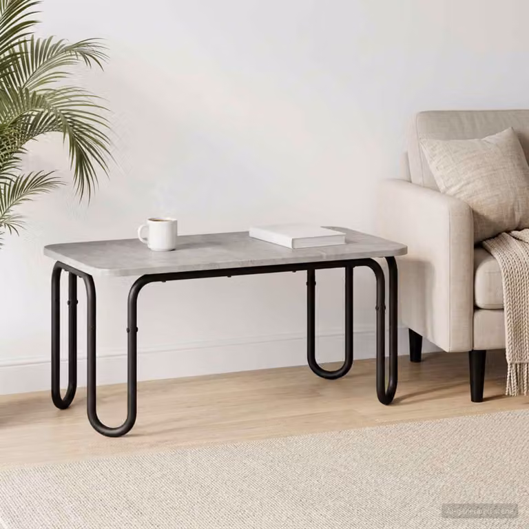 vidaXL Tavolino da salotto moderno in grigio con piano rettangolare L: 100 cm, P: 50 cm, H: 45 cm
