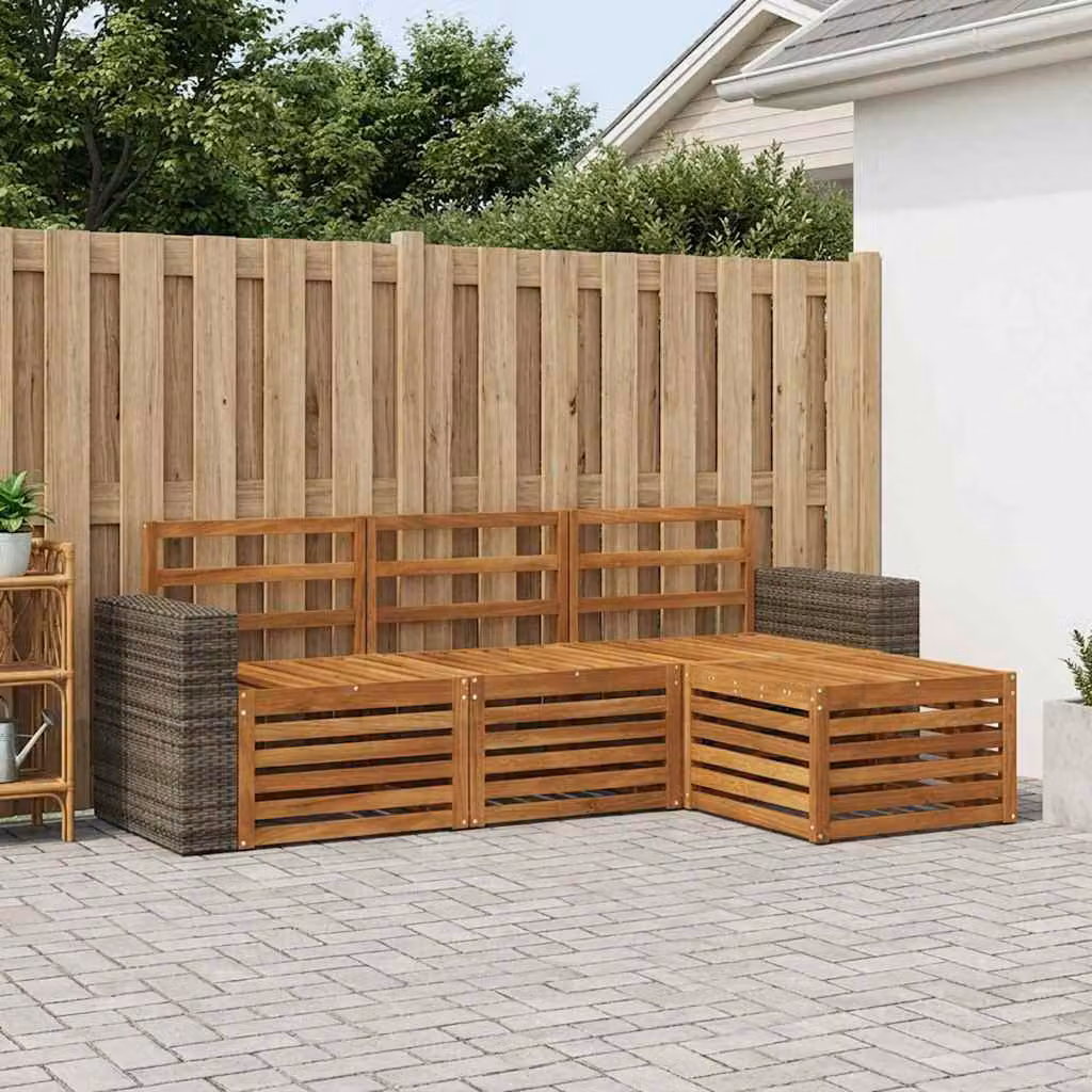 Set di divani da esterno vidaXL 4 pezzi in legno di acacia laccato marrone naturale per giardino e terrazza