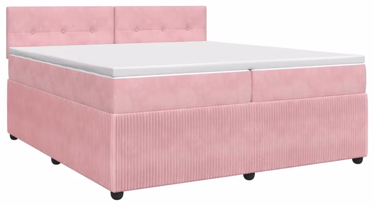 Letto a molle con materasso e testata rosa 200 x 200 cm in velluto