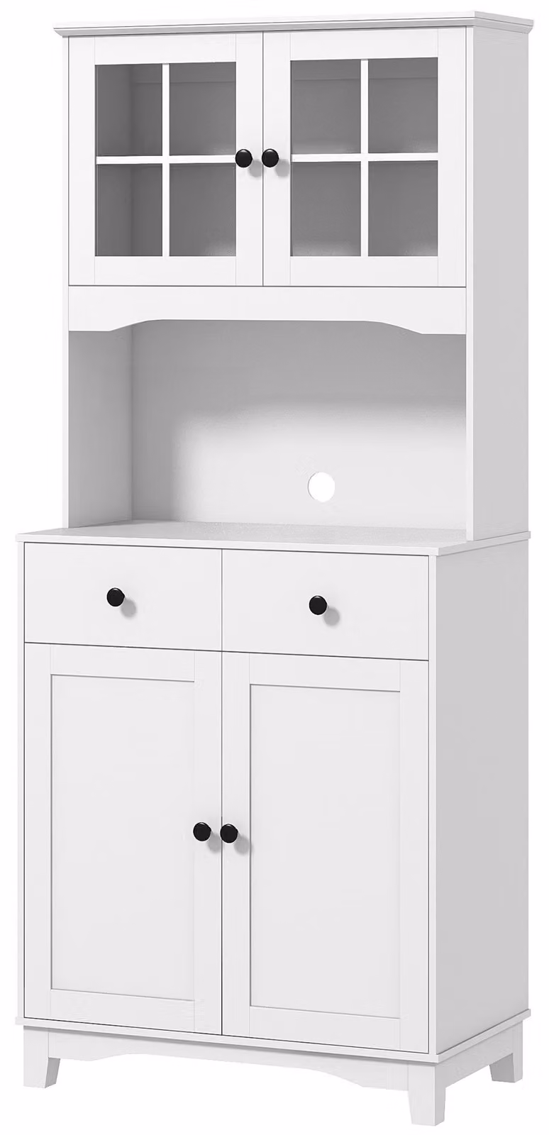 HOMCOM Mobile da cucina a colonna con ripiano per microonde, 2 ante, per soggiorno