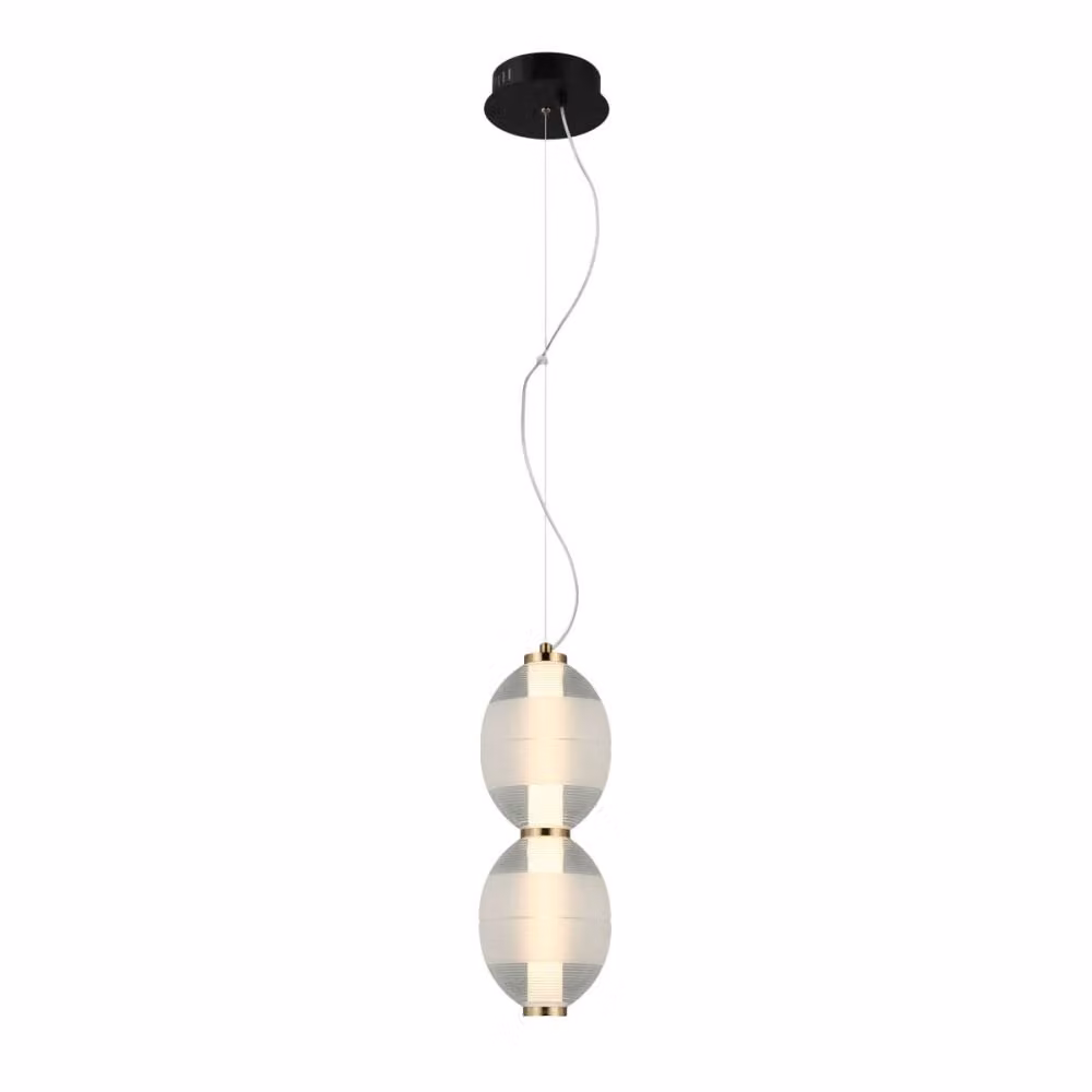 Lampada a sospensione decorativa per soggiorno sopra il tavolo paralume in vetro decorativo a doppia striscia colore caldo LED 16W RINOT Italux