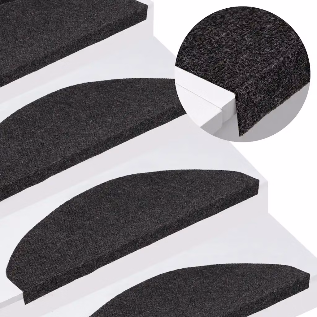 Set di 30 tappetini autoadesivi per scale vidaXL neri, antiscivolo e fonoassorbenti, L 65 cm x P 22,5 cm x H 3,5 cm