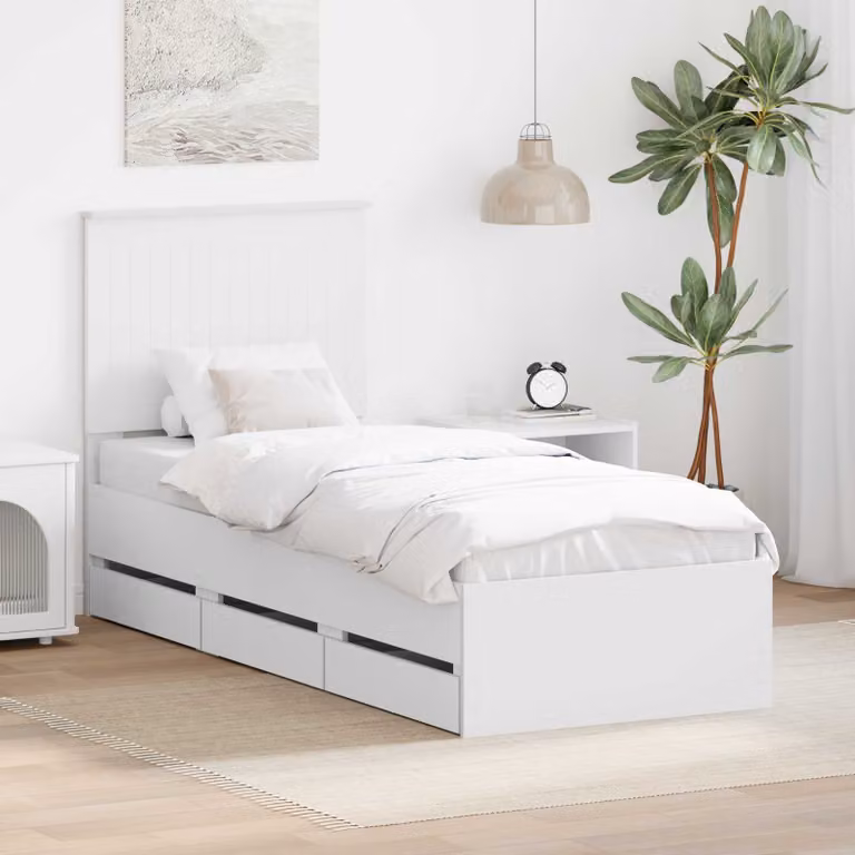 Struttura del letto con cassetti vidaXL in legno ingegnerizzato bianco, L 75 x P 190 cm