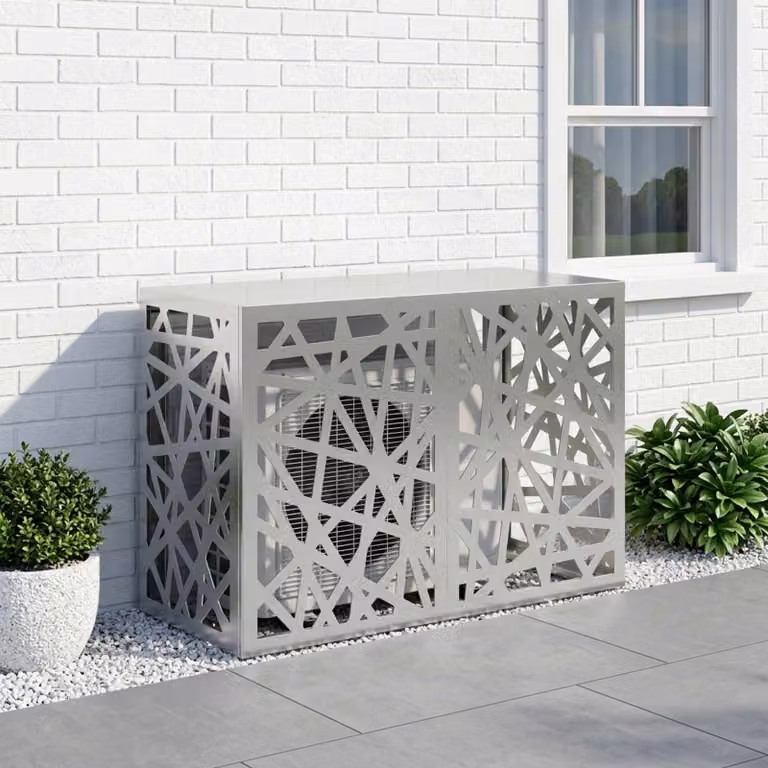 Copertura per condizionatore d'aria vidaXL in acciaio galvanizzato, Argento, L 90 x P 40 x H 60 cm