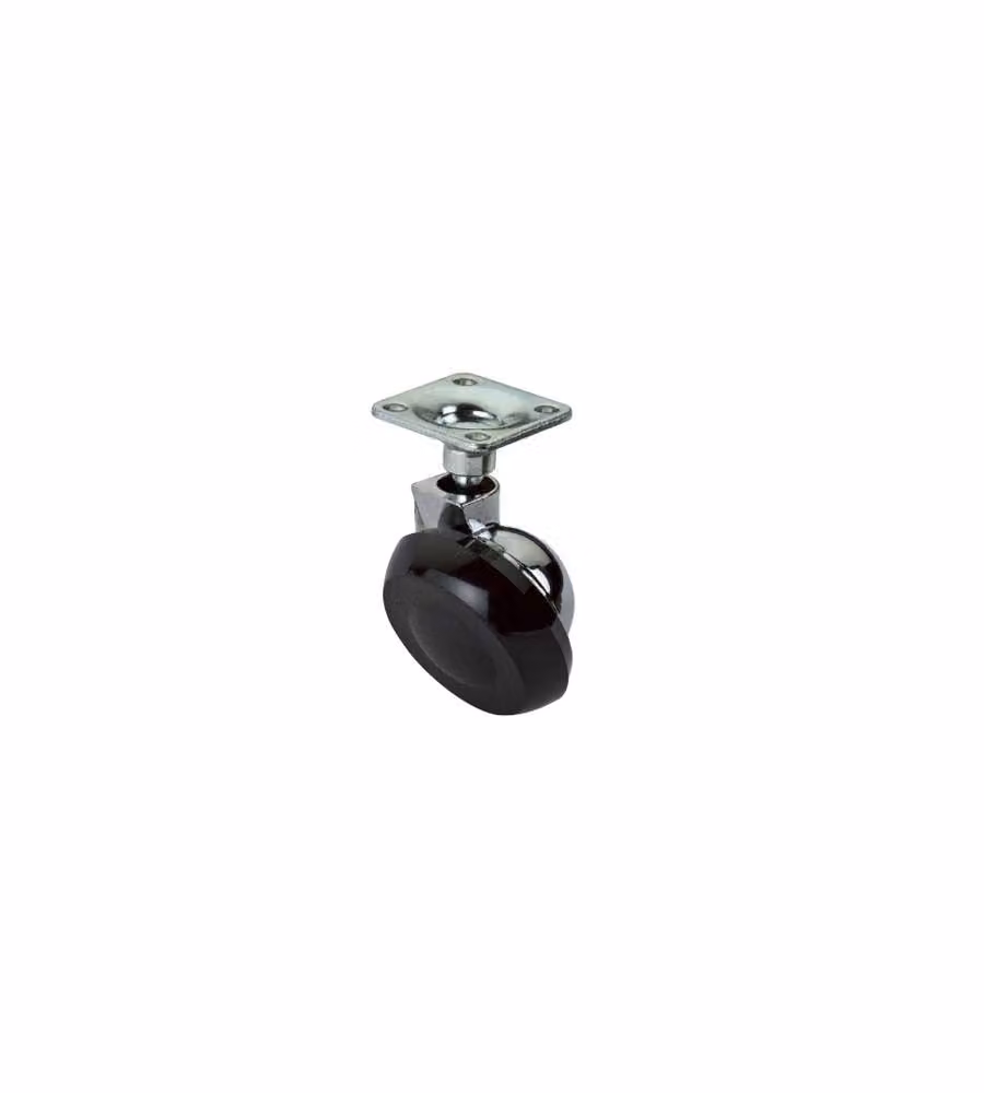 Masidef Ruota per Mobili con Piastra - Nylon Nero - D.42 mm