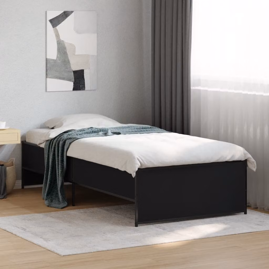 vidaXL Giroletto Nero in Legno Multistrato e Metallo L/P/H: 90 x 190 x 40,5 cm