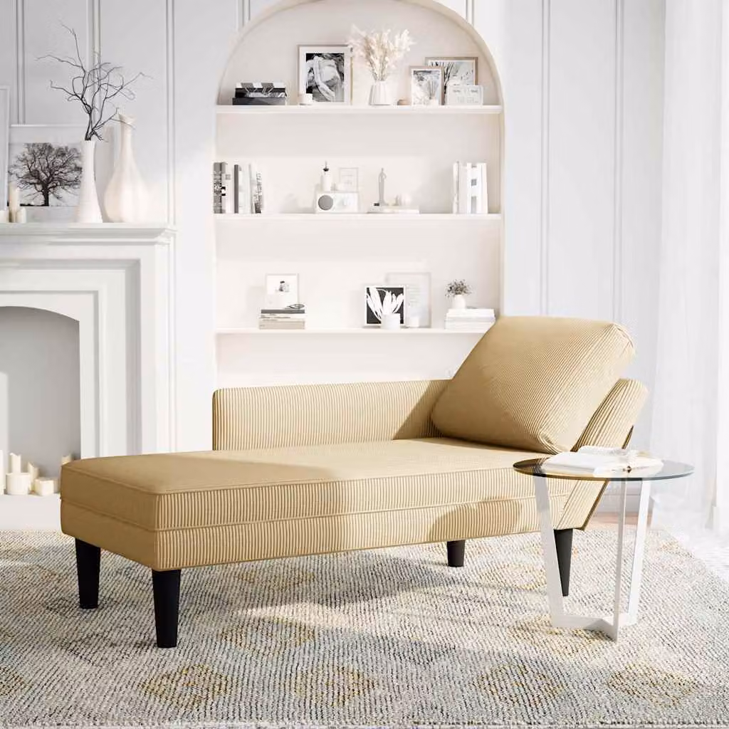 vidaXL Sdraio con Cuscino Destro Velluto a Coste Grigio Verde Chiaro