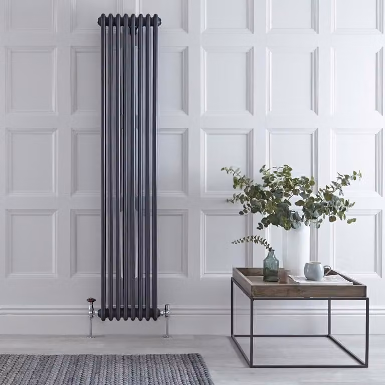 Radiatore Verticale Antracite in Stile Ghisa - 1800 x 380 x 100mm - 1220W - Regent
