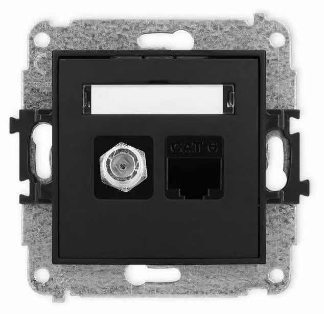 Connettore Karlik ICON SAT/RJ45, nero opaco, modello 12IGFK-3