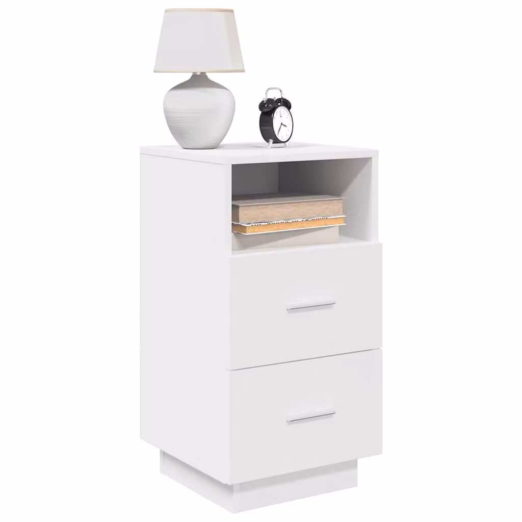Set di 2 comodini vidaXL bianchi con 2 cassetti, modello moderno a parete, L/P/H: 36 x 36 x 68 cm
