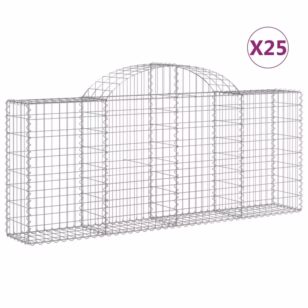 Set di 25 Cesti Gabbioni ad Arco Videx in Acciaio Zincato Colore Argento L: 200 cm, P: 30 cm, H: 80/100 cm – 2