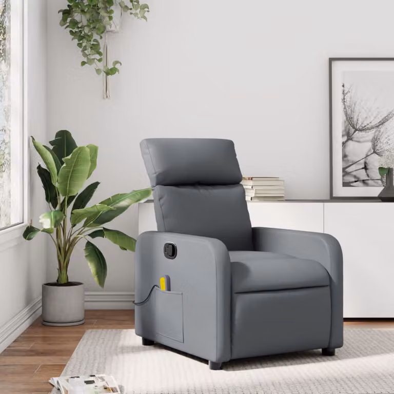vidaXL Poltrona Relax Reclinabile in Similpelle Grigia con Braccioli