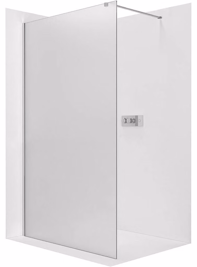 CERANO - Box doccia Walk-in Onyx Cube L/P - 8 mm - montante squadrato - cromato, vetro smerigliato - 40x200 cm