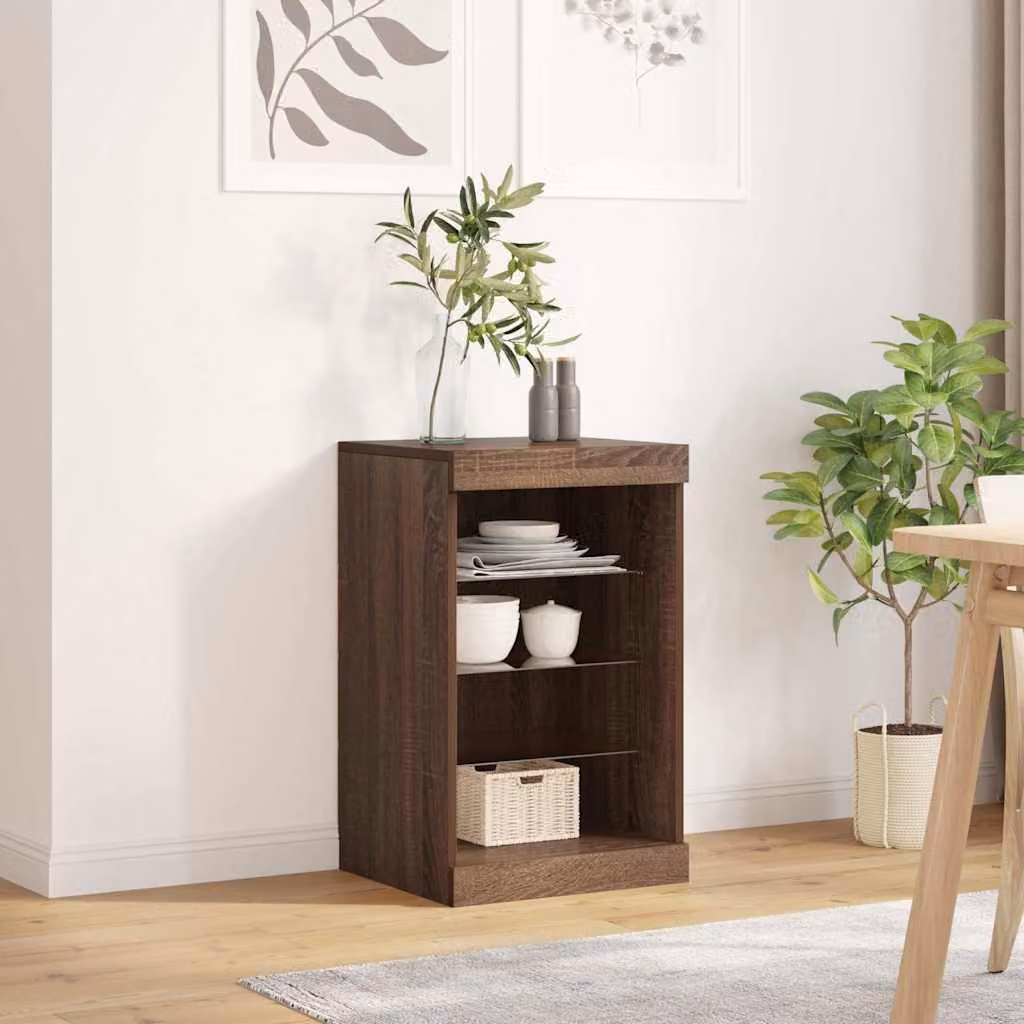 Credenza moderna vidaXL con luci LED in rovere marrone L: 41 cm, P: 37 cm, H: 67 cm