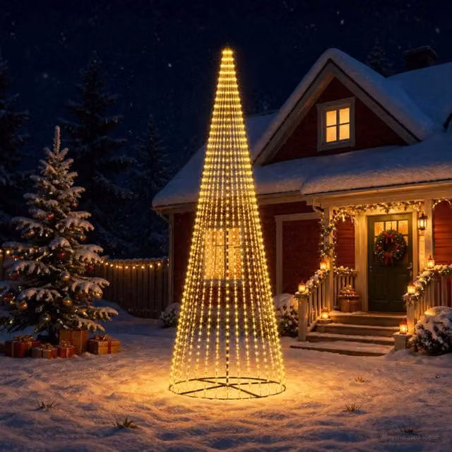 Albero di Natale LED 485 cm 1632 LED Bianco caldo Ferro Nero 42053552