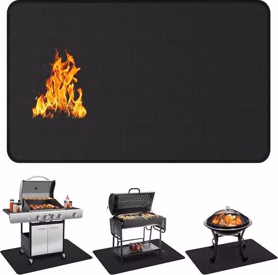 Tappetino ignifugo per sotto griglia, dimensioni 60x40 pollici – Doppio lato – Protegge terrazza e pavimento da fuoco, schizzi di grasso e umidità – Ideale per barbecue, bracieri e caminetti