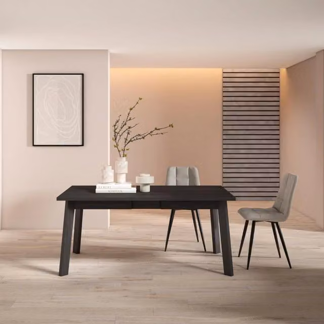 Tavolo da Pranzo, 168x90x74cm, Per 8 persone, Gambe in legno, Nero RF2897