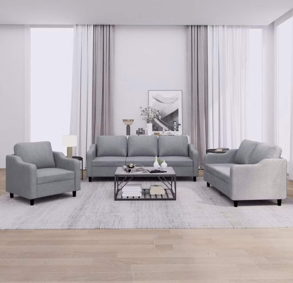 Maison Exclusive - Set divano 3 pezzi con cuscini in tessuto grigio chiaro