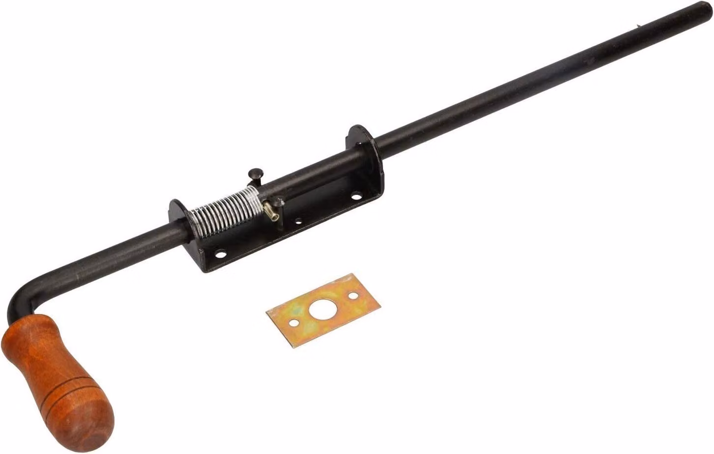 KOTARBAU® Scrocco a molla 480 mm Scrocco per porta Scrocco Grendel Nero Acciaio inox Maniglia in legno Resistente alle intemperie Con sospensione Scrocco per cancello Porte scorrevoli Cancelli Uni