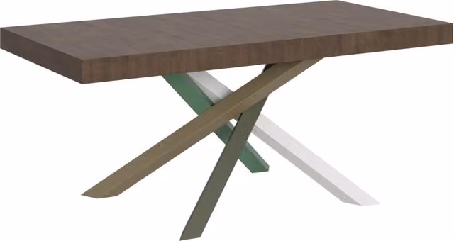 Tavolo allungabile moderno Itamoby con piano a farfalla in laminato MDF marrone, L: 90 cm, P: 200-460 cm