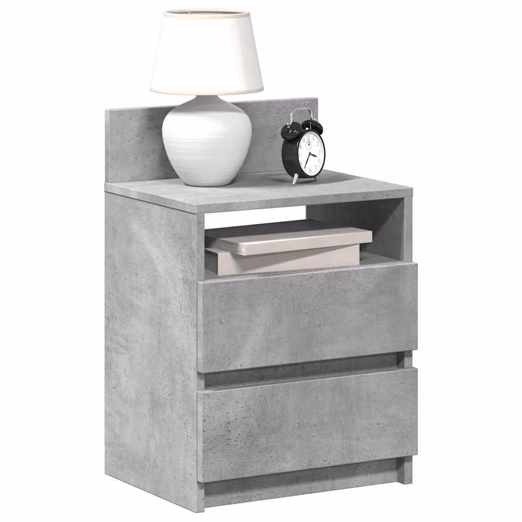 Set di 2 comodini vidaXL con 2 cassetti in stile moderno, colore grigio cemento, L 40 cm x P 33 cm x H 60 cm