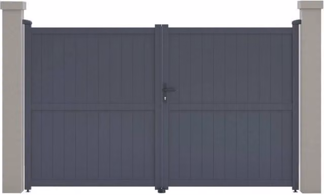 Cancello a battente doppio Maurice in alluminio opaco Habitat et Jardin, Grigio, L: 299,5 cm, H: 180,9 cm