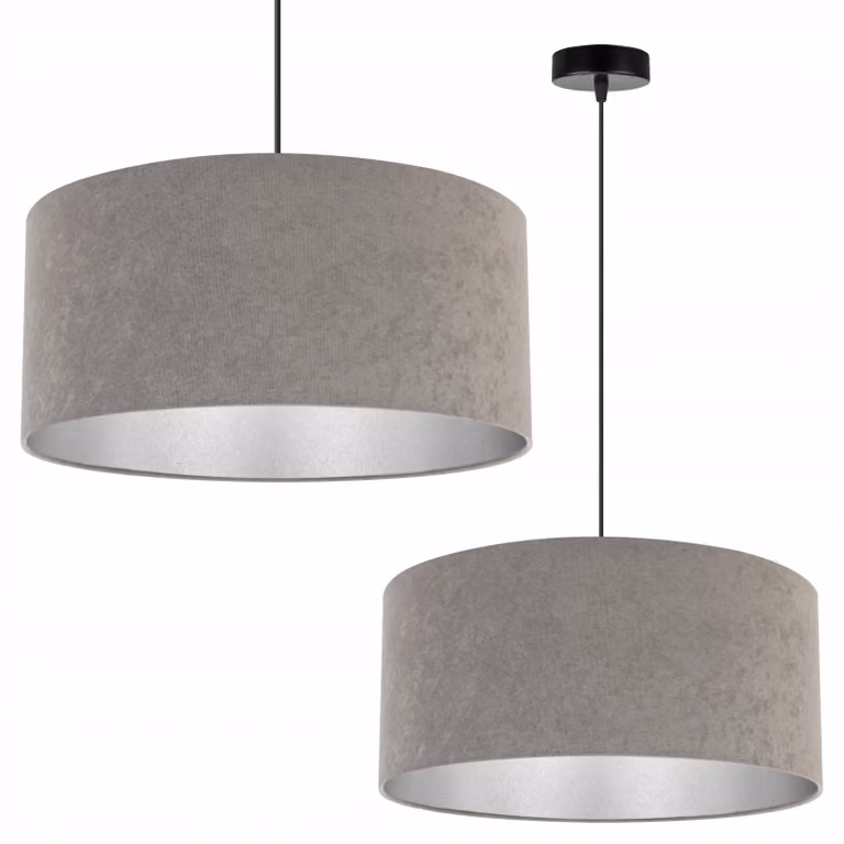 Lampada a sospensione, lampadario da soffitto, cromo, paralume in velluto