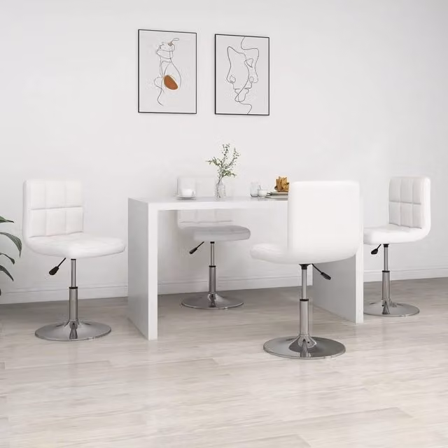 Sedie da Pranzo 4 pz Bianche in Similpelle 334189