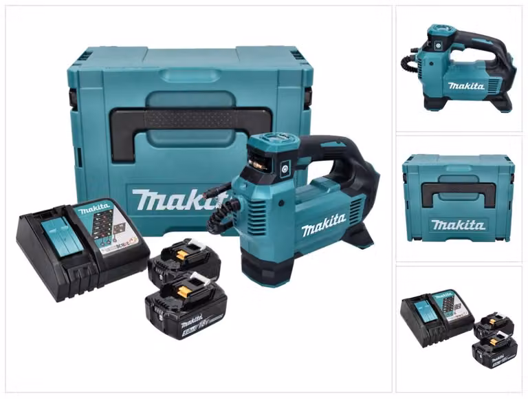 Compressore a batteria Makita DMP 181 RTJ 18 V 11,1 bar + 2x batteria ricaricabile 5,0 Ah + caricabatterie + Makpac