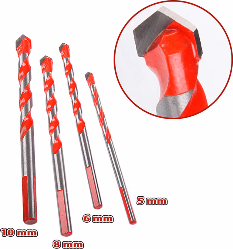 Set di 4 punte per vetro, piastrelle, specchio e metallo (5, 6, 8, 10 mm)