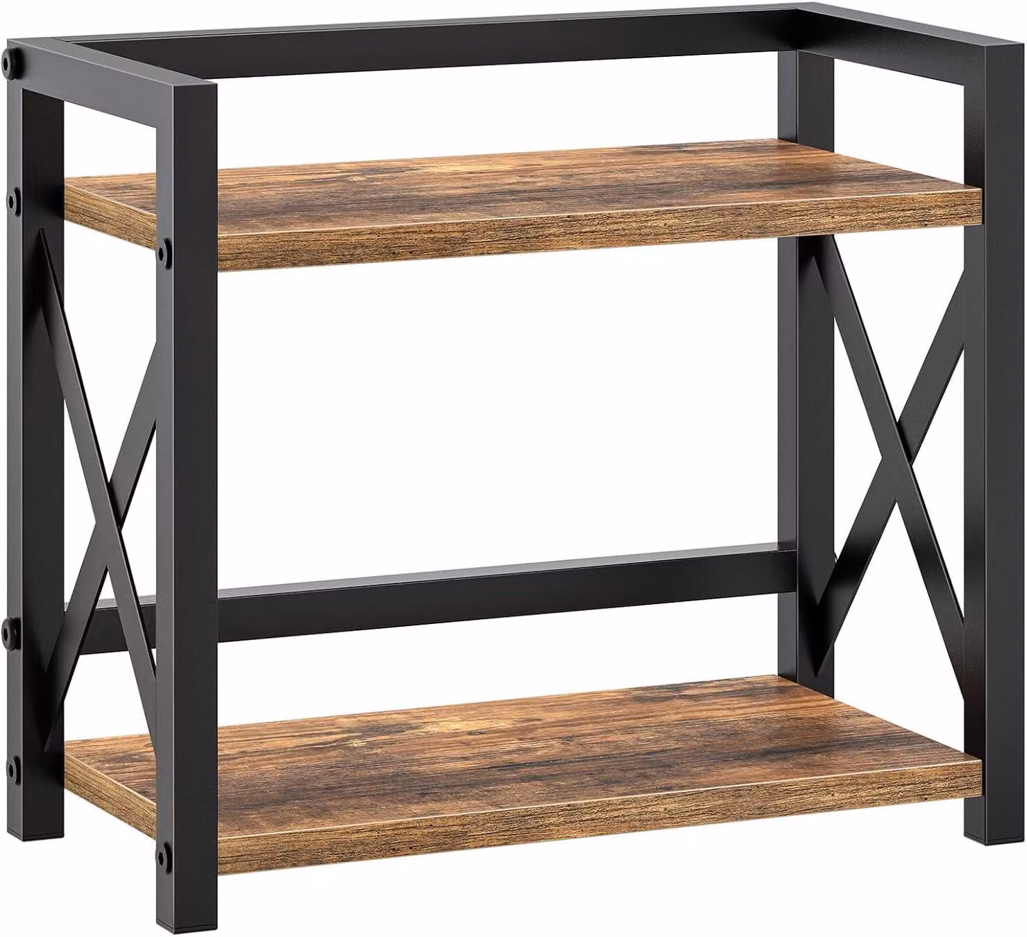 Scaffale per spezie, dimensioni 30x15x26 cm, 2 ripiani, design industriale, color marrone e nero vintage, ideale per la cucina