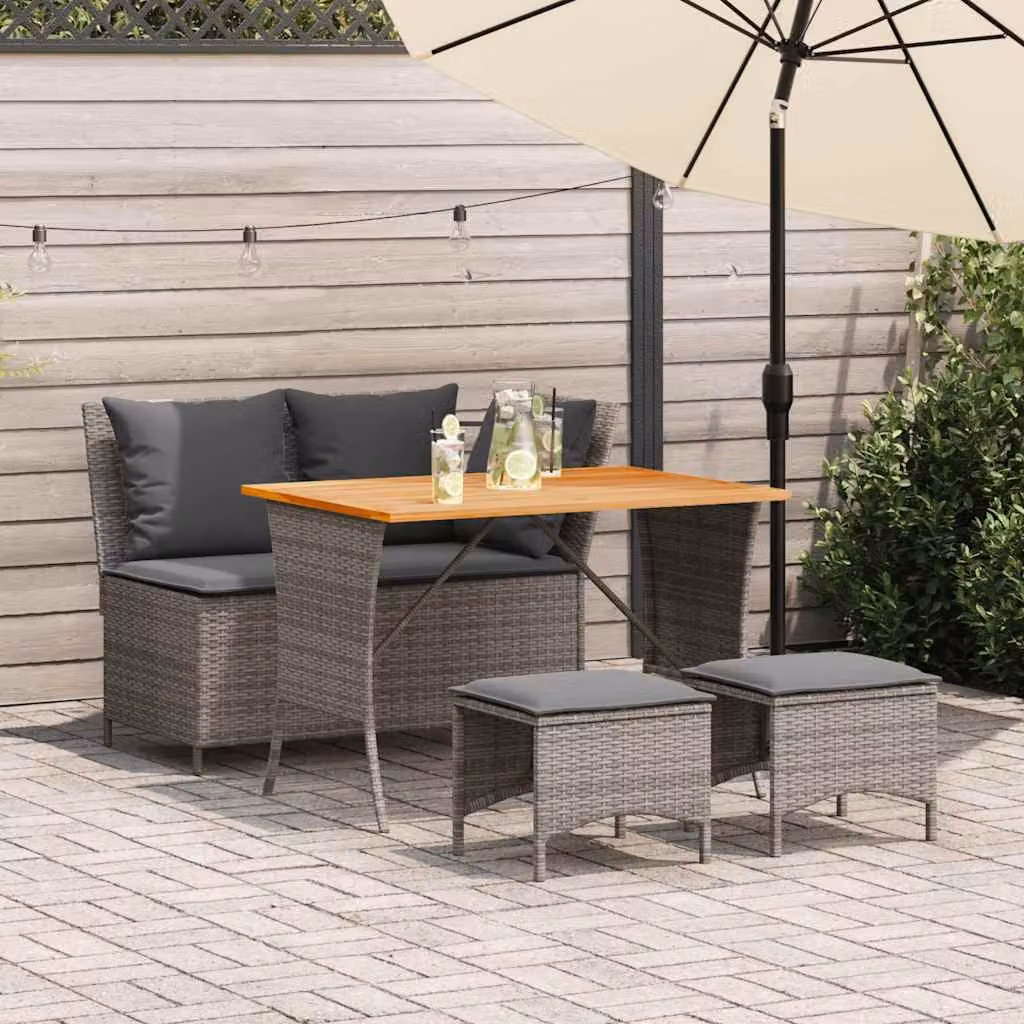 vidaXL Set da Pranzo da Giardino 4 pz in Polyrattan e Legno di Acacia Grigio