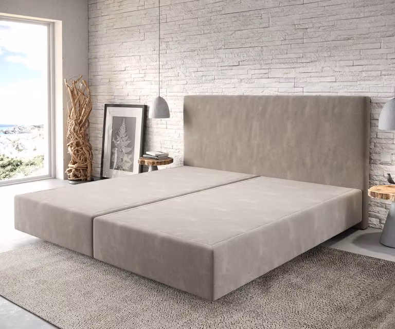 Struttura boxspring DELIFE Dream-Well in microfibra beige 200x200 cm