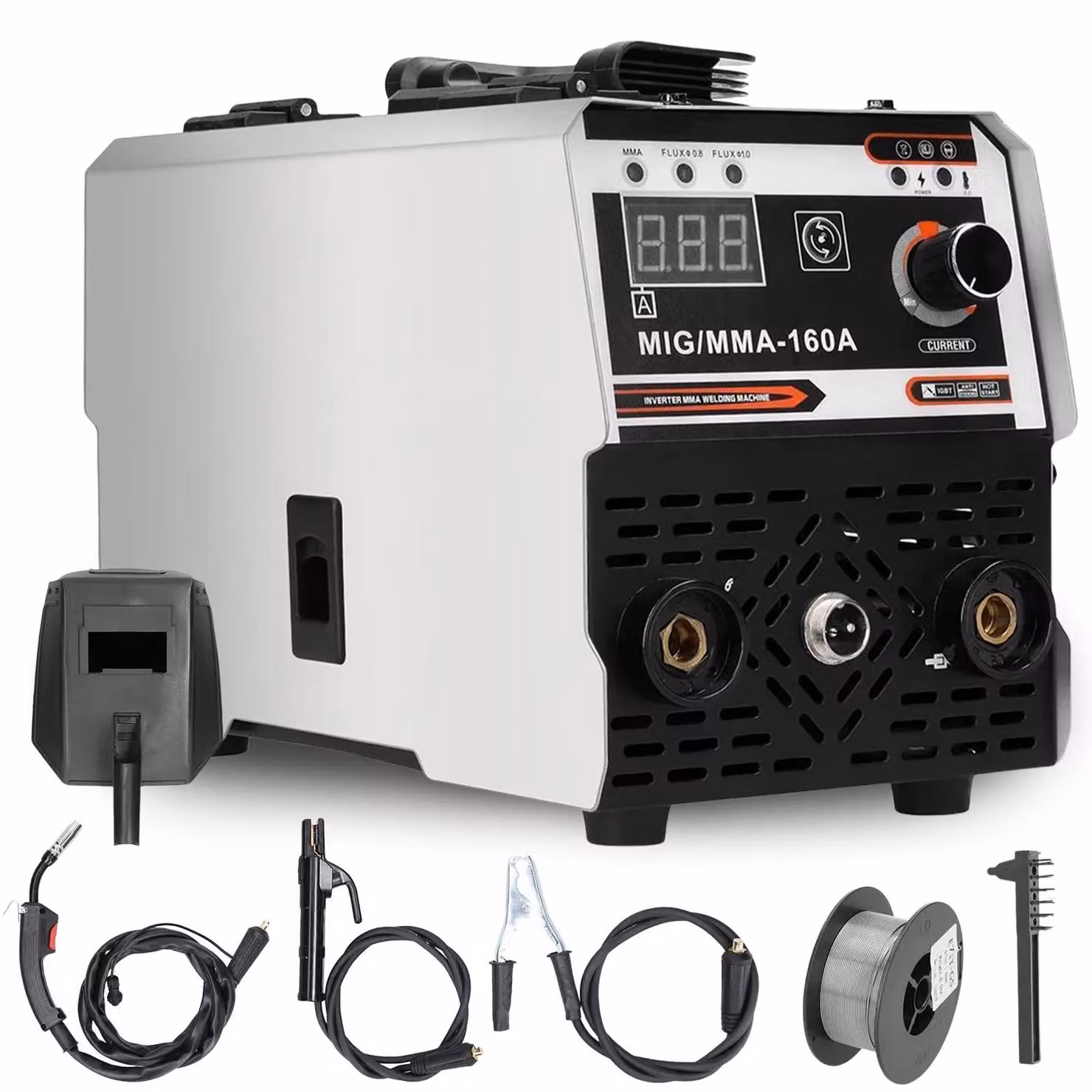 Saldatrice multifunzione - 2 in 1 MIG/MMA, inverter DC IGBT - Alimentazione automatica del filo - Adatta sia per saldatura senza gas che con gas - Saldatrice ad arco portatile - 2 in 1
